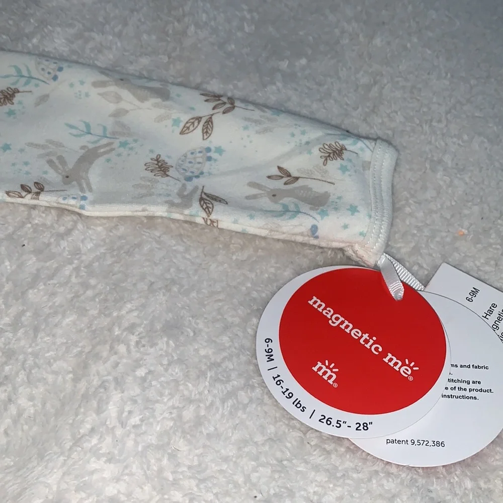 NWT Magnetic Me Meadow Rabbits Cream and Brown Footie 6-9M Hare & Tortoise - Picture 5 of 9